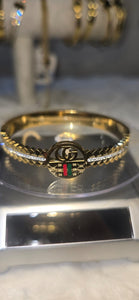 Premium Quality GUCCI  Logo Style Crystal Cuff Bracelet for Women