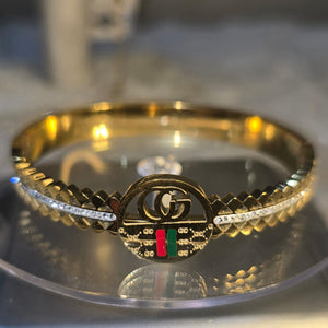 Premium Quality GUCCI  Logo Style Crystal Cuff Bracelet for Women