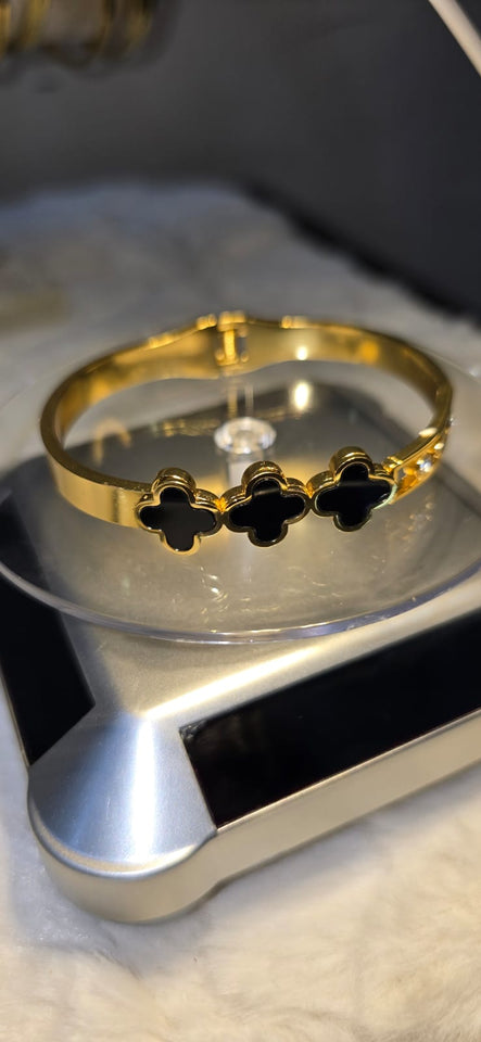 Black Clover Charm Bracelet for Women